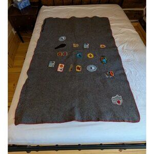 VTG 90s Boy Scouts Blanket w Merit Badges/Patches Rank Emblems Memorabilia
